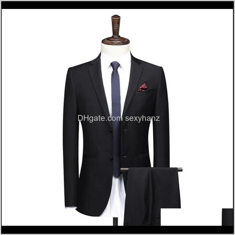 large size 8xl 7xl 6xl 2 piece suit high-end black suit men business banquet wedding mens suits jacket (coat+pants+) trousers grq8#