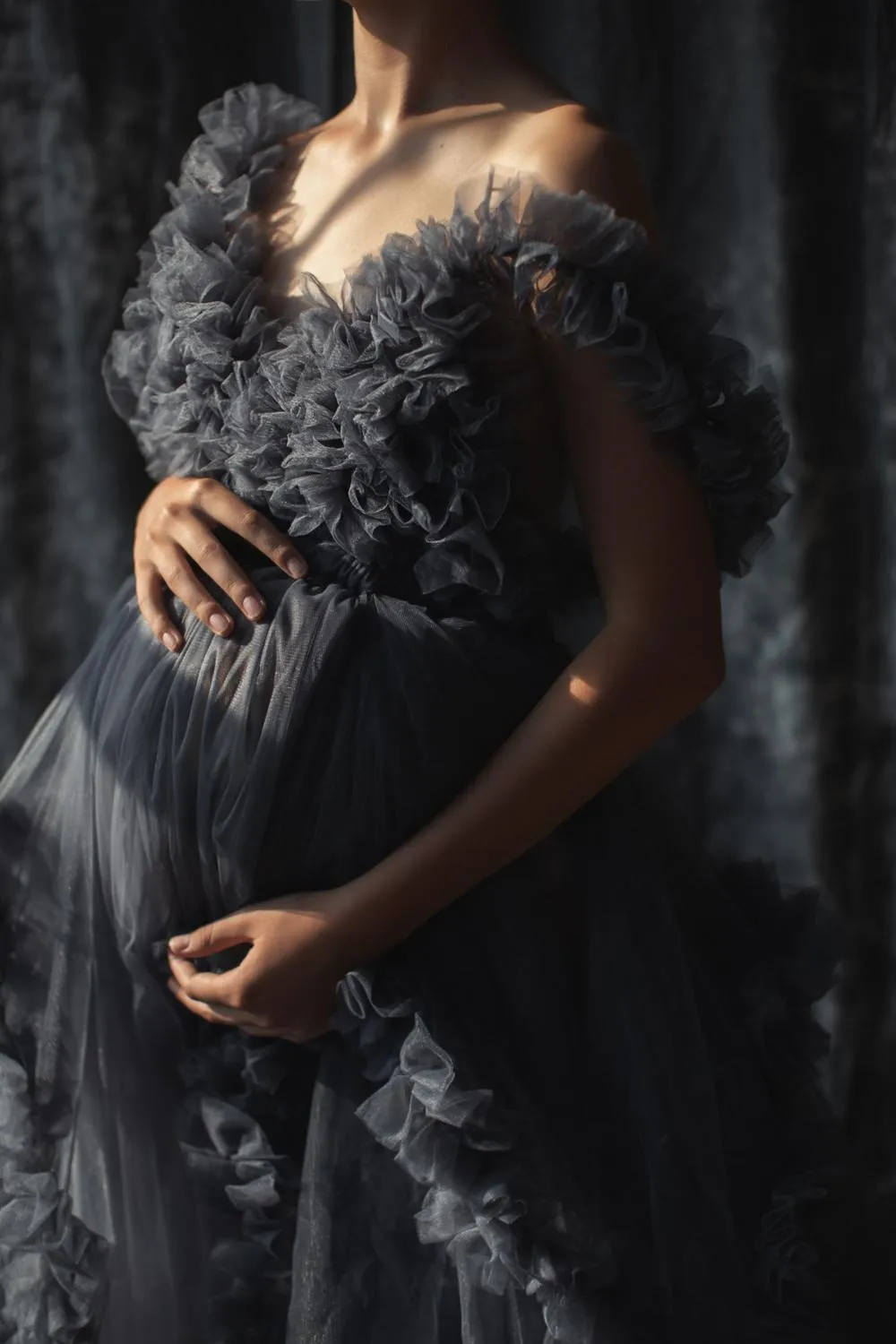 Dark Grey Pregnant Evening Dresses Tiered Ruffled... From Newdeve, $90.46 |  DHgate.Com