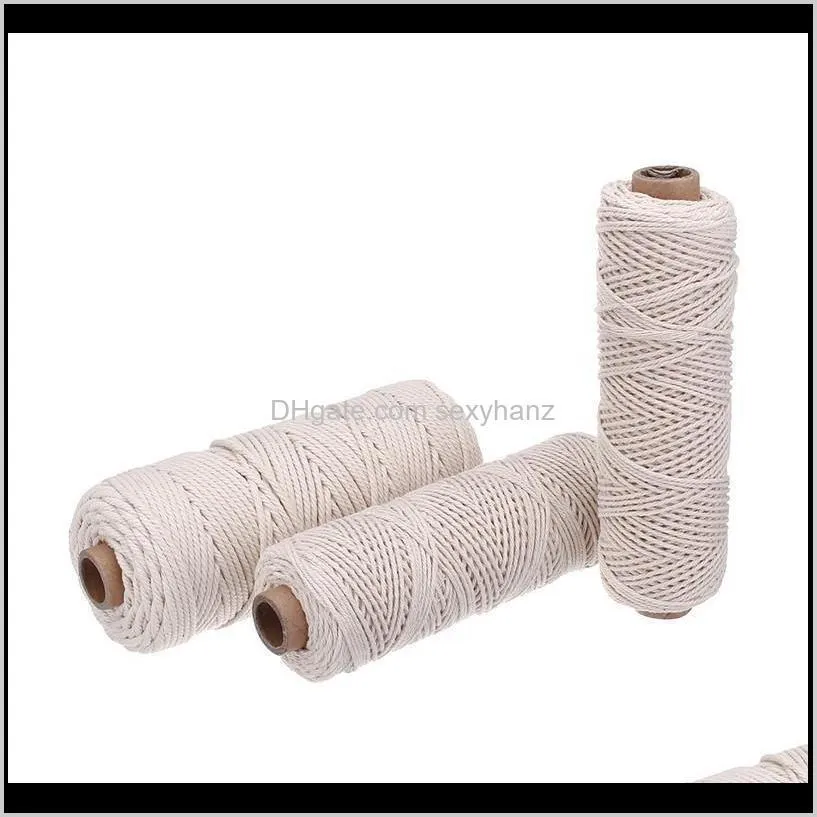 1/2/3mm diameter cotton twisted cord rope craft macrame cord artcraft string diy handmade braided colored cotton rope 100m