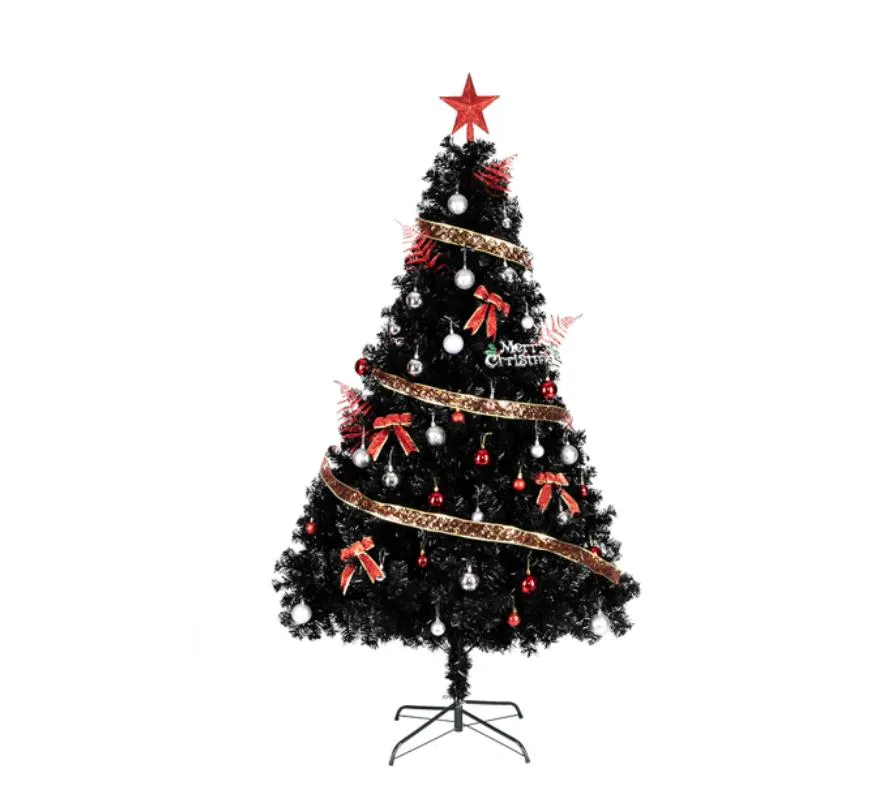 Kerstdecoratie 6ft 1600 takken PVC kerstboom zwart