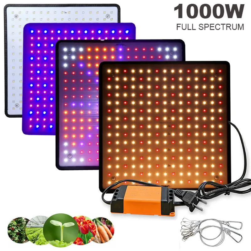 1000W LED Grow Light Painel Full Spectrum Phyto Lamp AC85-240V UE / US Plug 255led para plantas de barraca de interiores Luzes de crescimento