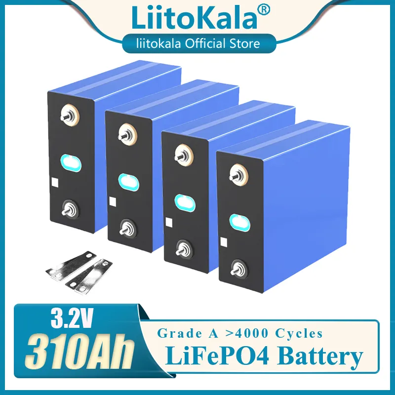 Liitokala 3.2V 310AH LIVEPO4 batterij DIY 12V 24V 310AH oplaadbare batterij voor elektrische auto RV Zonne-energieopslagsysteem