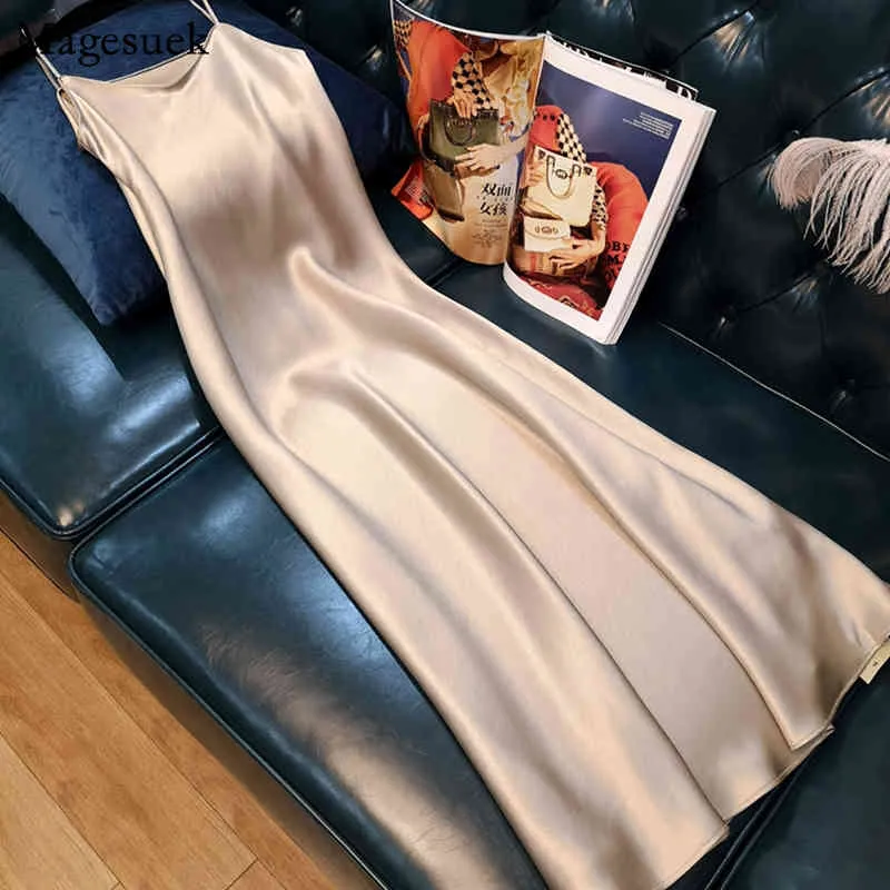 V-образным вырезом сексуальное летнее платье женщины элегантные 2021 без рукавов плюс размер женщины платье сатин спагетти ремешок дамы платья Vestidos 13115 x0521