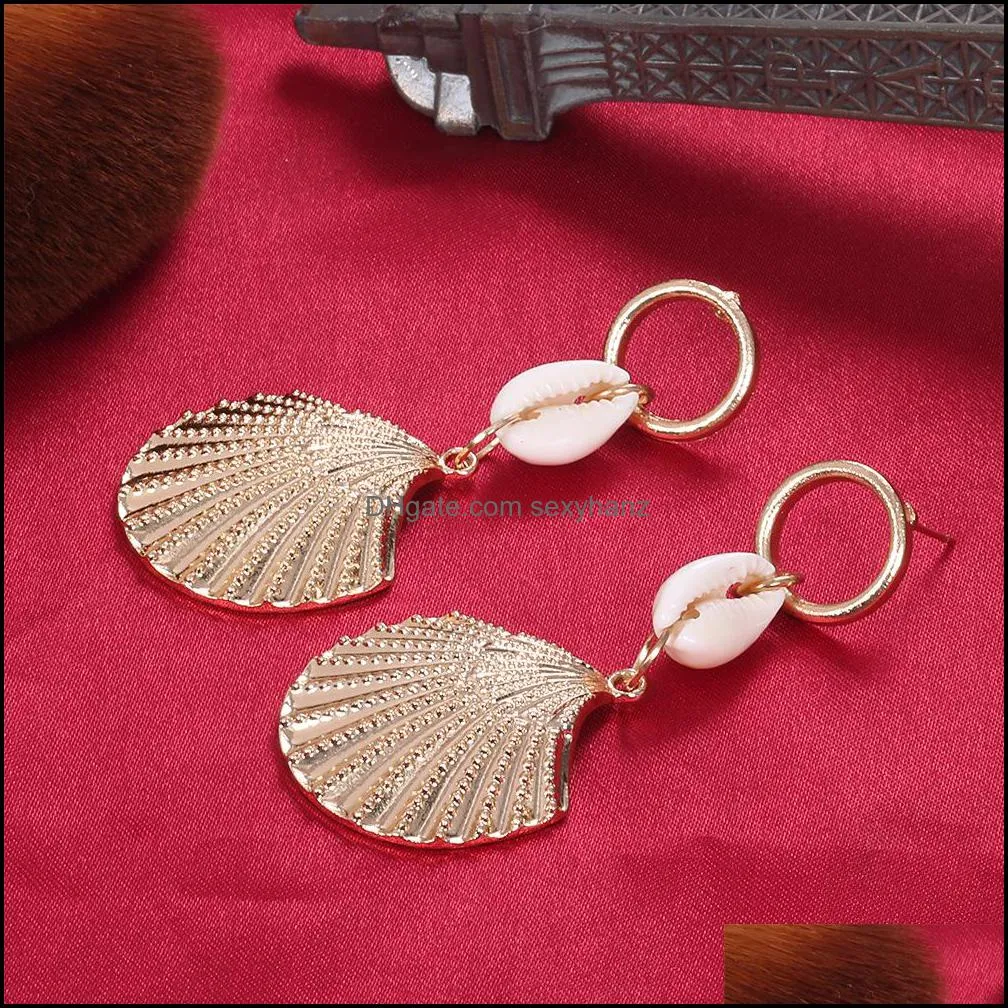 Europe Fashion Jewelry Women`s Shell Earring Scallop Dangle Stud Earrings S639