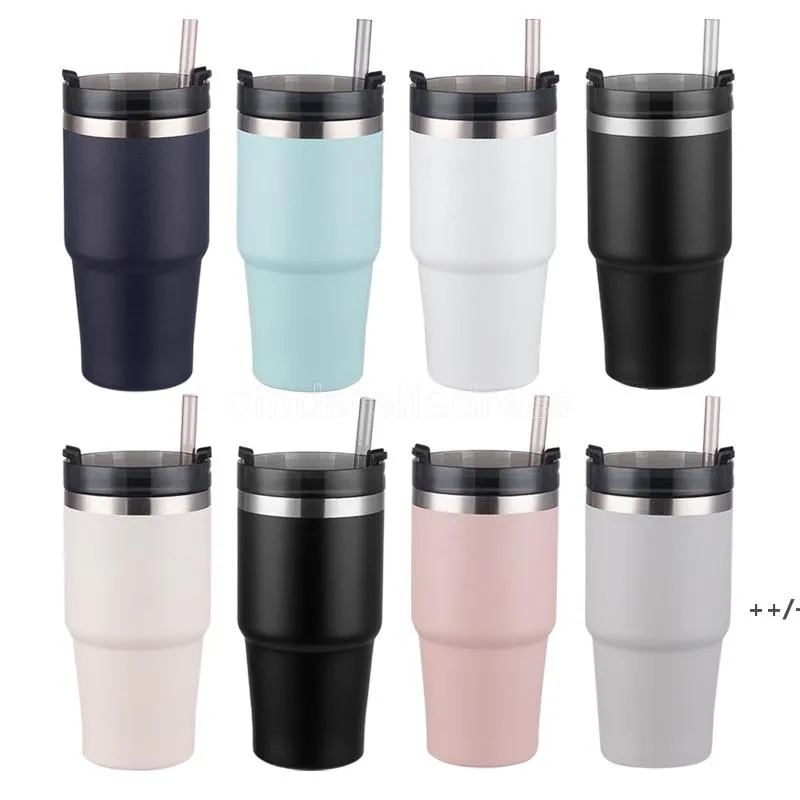 NEW30oz Double Wall Stainless Steel Vacuum Flask Portable Car Insulated Tumbler With Lid Straw Outdoor Thermos Cup Tour Coffee Mugs ZZA7778