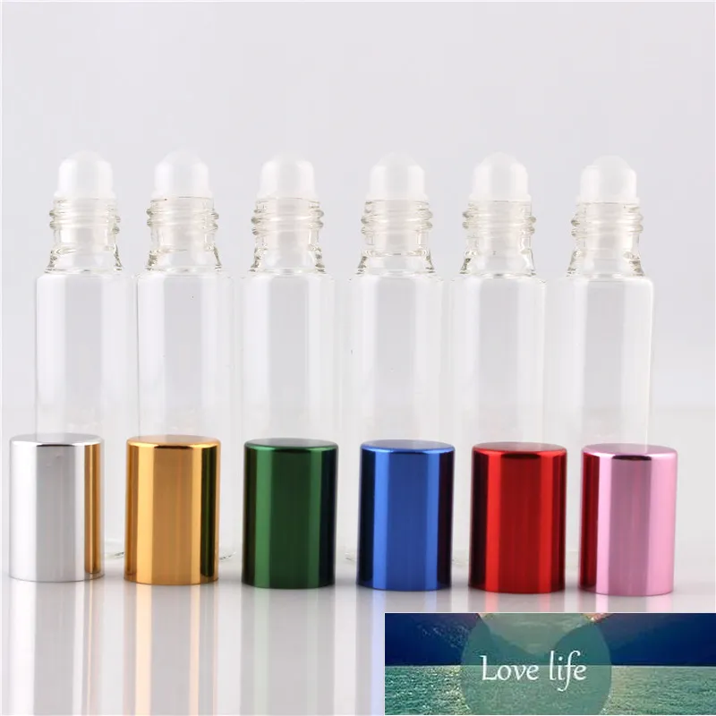 5ml 10ml (50 peças / lote) 6 cor rolo de vidro de alta qualidade em garrafas 10cc mini óleos essenciais rolos de vidro frasco de amostra por atacado