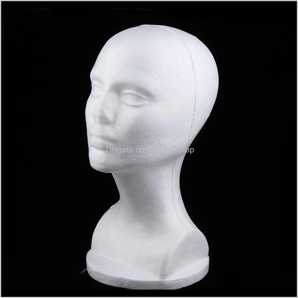 Heads 3x Fani Foam Manekin Głowa na perukę Making Display Stand Hat Hat Uchwyt biały wqghw irfqn