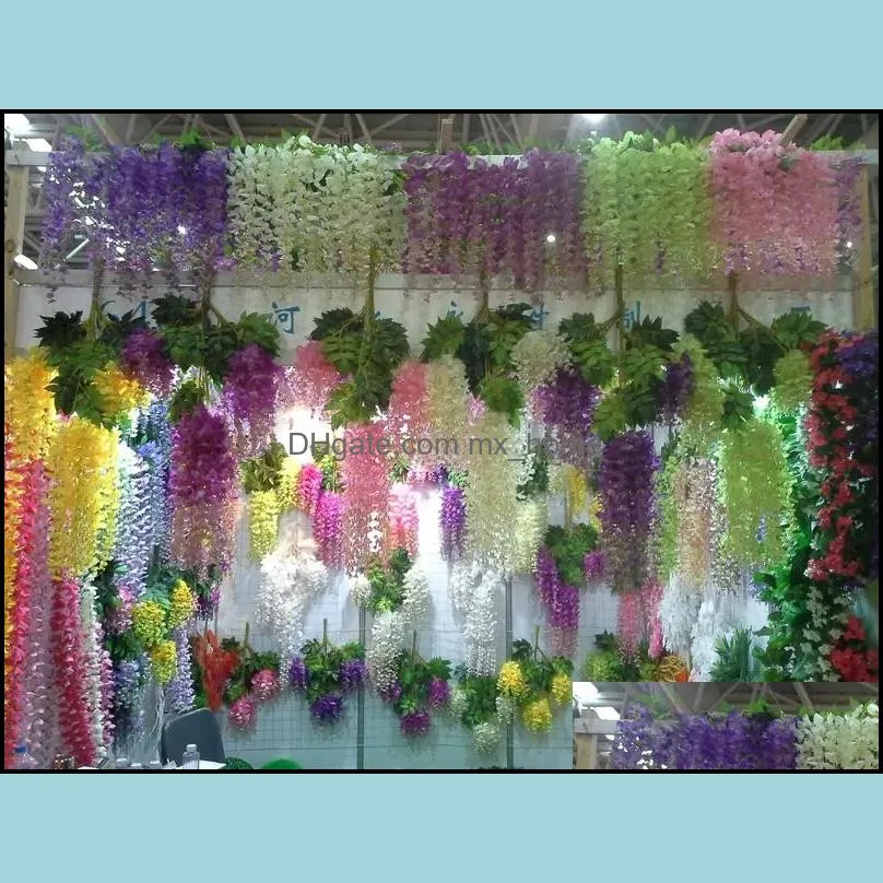 110cm Wisteria Wedding Decor 6 colors Artificial Decorative Flowers Garlands for Party Wedding House with Free Shipping