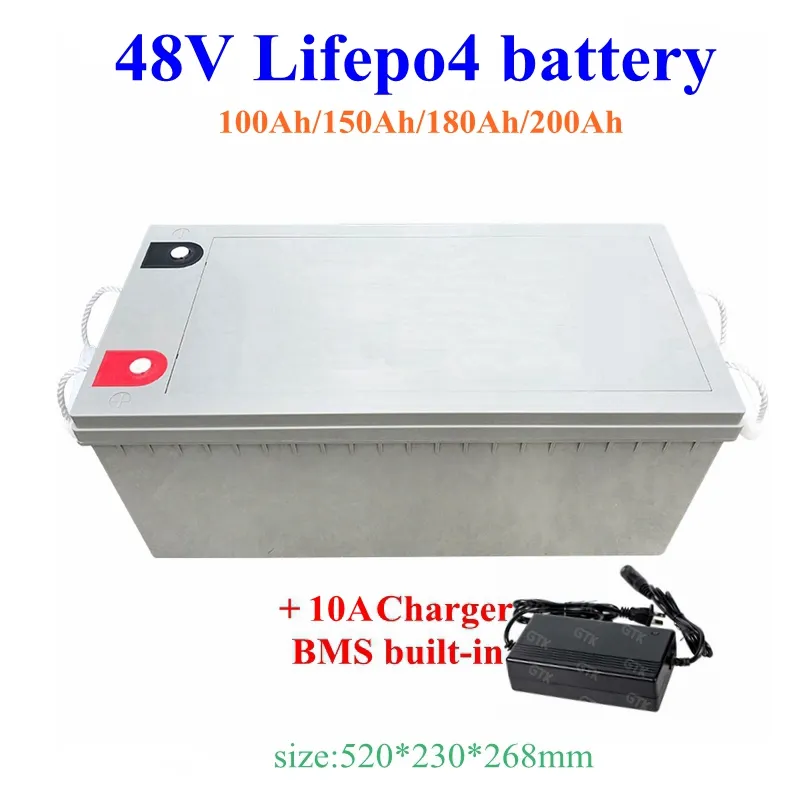 48 V 100AH ​​150AH 160AH 180AH 200ah LifePO4 bateria litowa BMS 16s do inwertera Solar Energy Storage Boat Motorhome + 10a Ładowarka