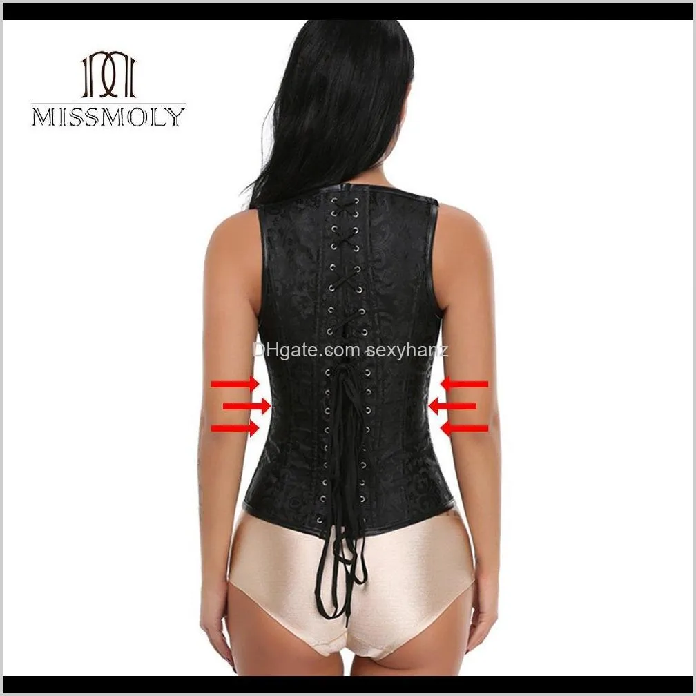 miss moly women sexy steampunk gothic corset slimming bustier overbust tops waist cincher plus size steel bone cosplay party hoai#