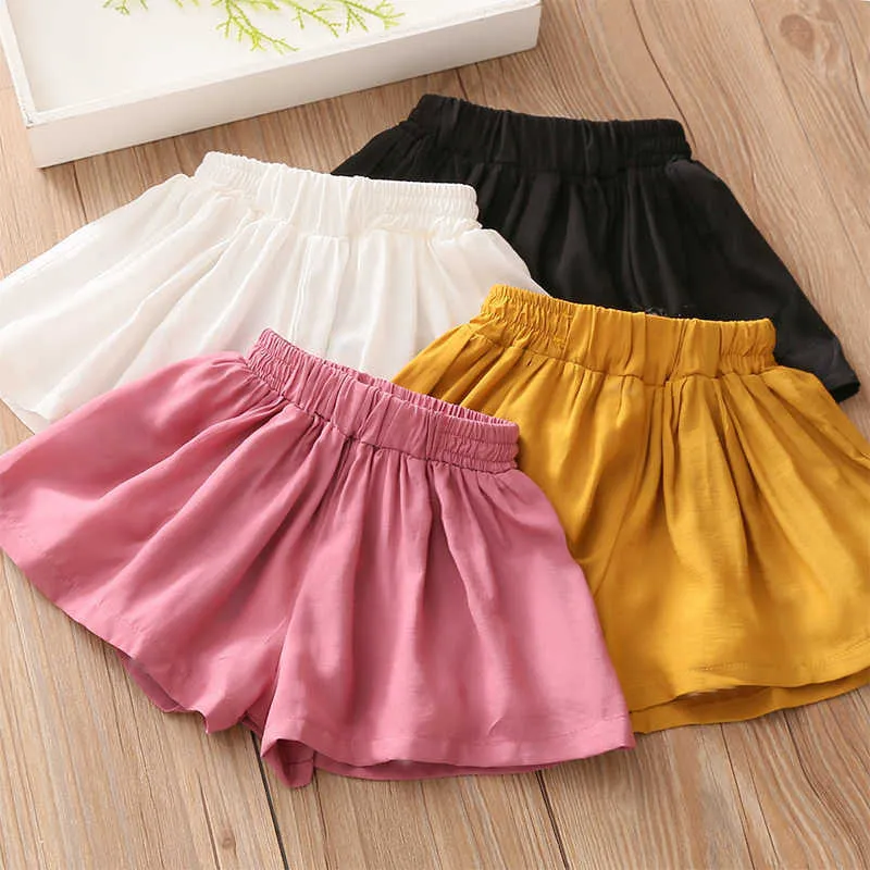 Summer 2 3 4 5 6 7 8 9 10 Years Baby Children Big Size Simple Cute Solid Candy Color Cotton Loose Shorts For Kids Girls 210529