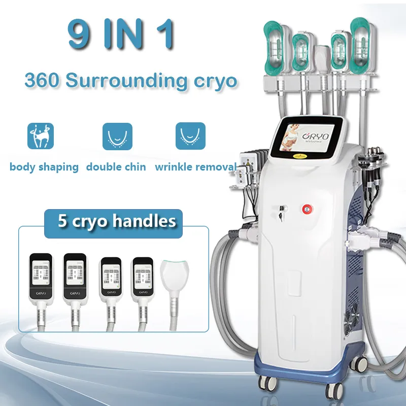 Spa Salon Cryolipolysis Fat Freeze Machine 360 Cryotherapy Slimming Cavitation RF Fats Reduction Anti Cellulite Skin Tightening Device