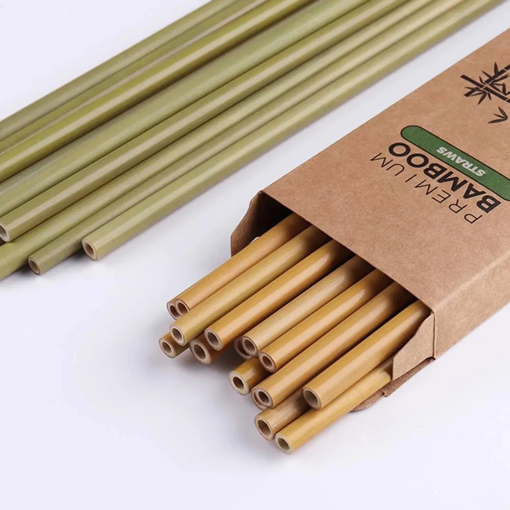 Sublimación de pajitas de bambú Reutilizables Lavavajillas Safe Earth Green Bodegradable Bamboos Pajas Beber Reutilizable Venta al por mayor Pieles y cepillo