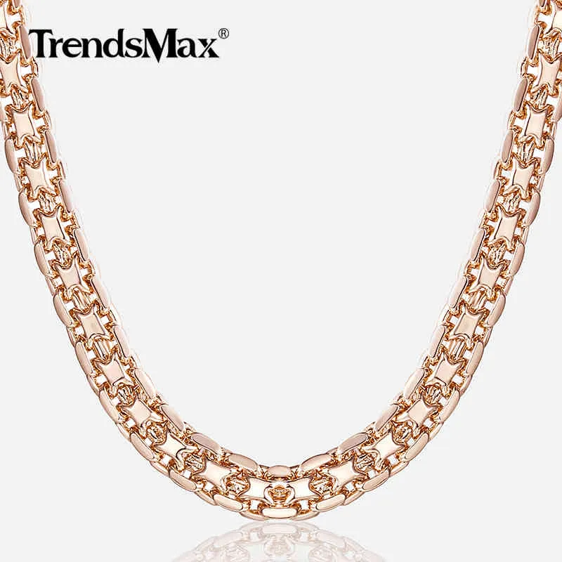 Trendsmax 5 ملليمتر القلائد للنساء بنات 585 روز الذهب بسمارك لينك سلسلة المرأة قلادة الأزياء والمجوهرات هدايا 45-50 سنتيمتر gn452