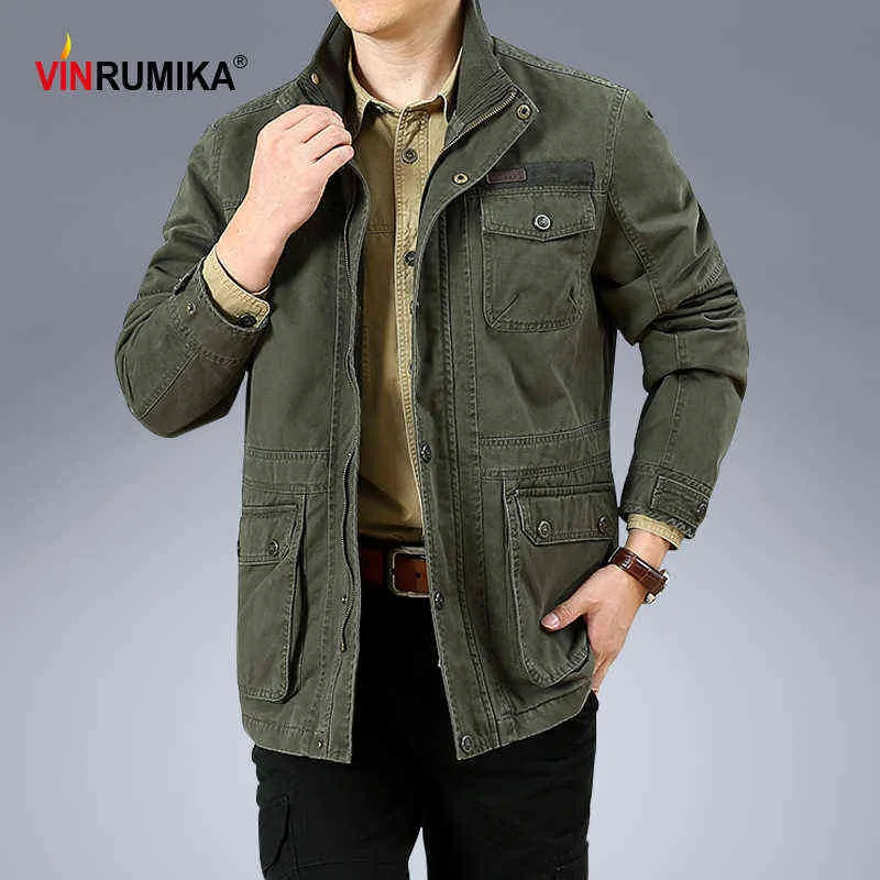 Men's Cotton Embroidered Military Jacket Cargo Jacket With Shoulder