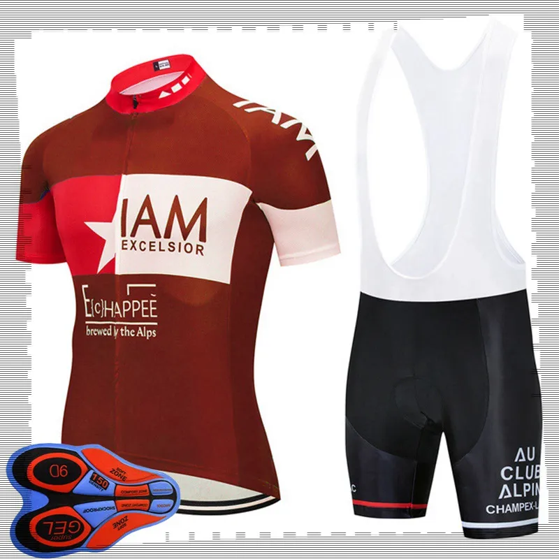 Pro team IAM Cycling Short Sleeves jersey (bib) shorts sets Mens Summer Breathable Road bicycle clothing MTB bike Outfits Sports Uniform Y21041505