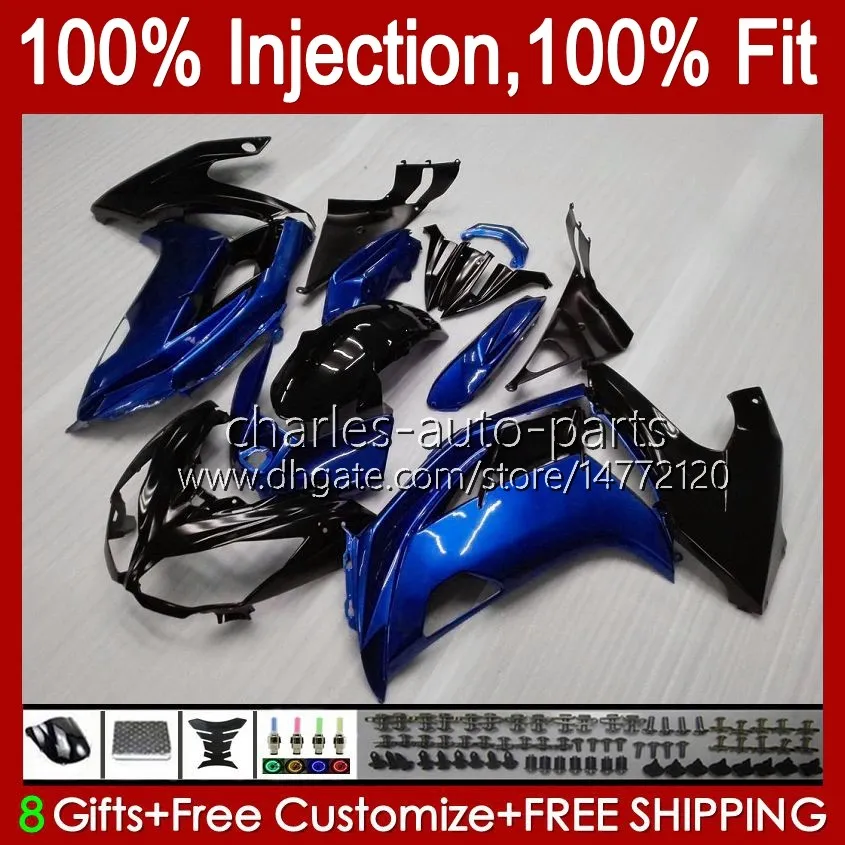 100%Fit Injection glossy blue Mold Body For KAWASAKI NINJA 650R ER-6F 12-16 ER 6F Bodywork 89HC.79 ER6 F ER6F 12 13 14 15 16 650-R 2012 2013 2014 2015 2016 OEM Fairing Kit