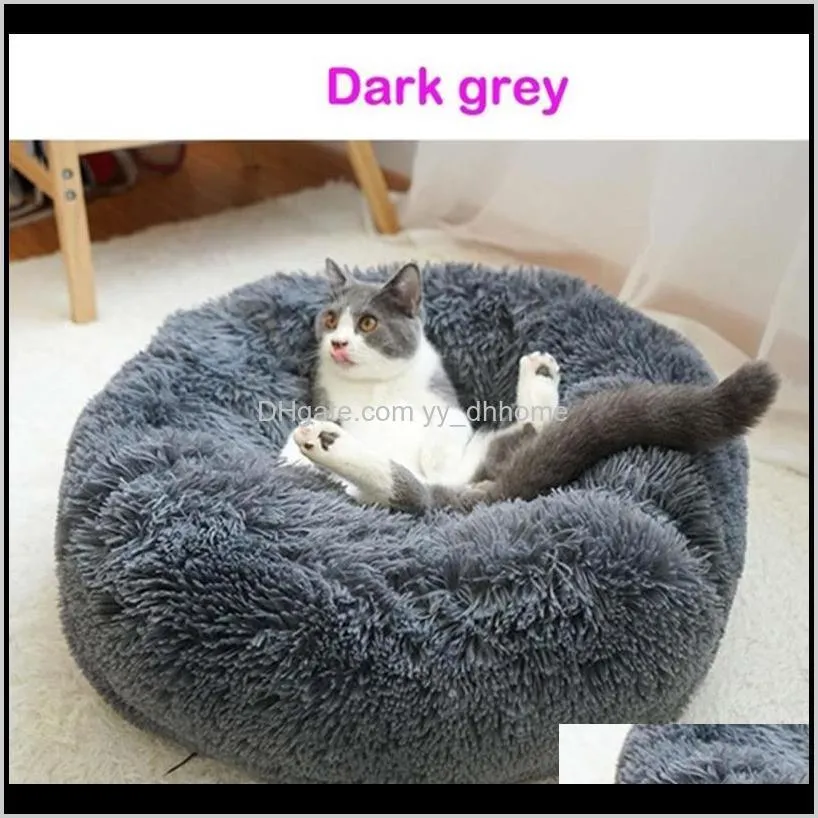 warm pet sleep blanket plush bed cat type dog bed cat nest soft round shape puppy house winter