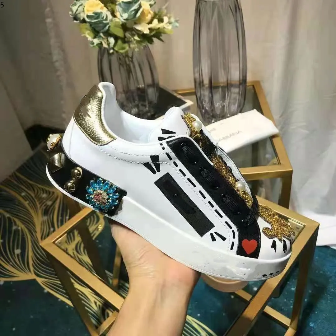 2021 Diamond Sneakers Luxe Diamond Chaussures Hommes Femmes Casual Chaussures Top Mode Luxe Chaussures En Cuir Sneaker En Gros size35-45 mkjlll21651