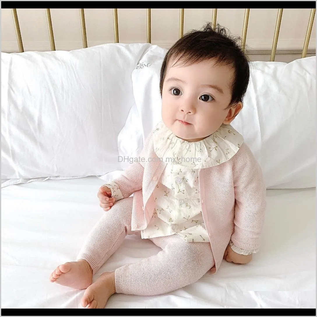 2021 new luxury design spring and autumn knitted sweater pants shirt hat suit baby girl and boy same sweater set shipping