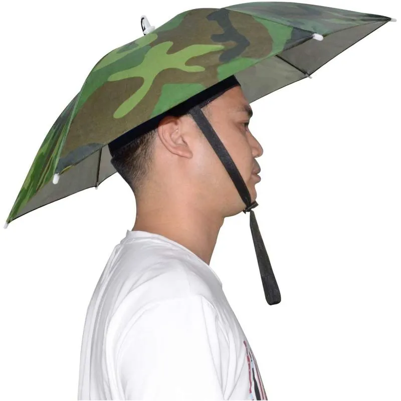 Outdoor Hats 25# 7 8 Inch Foldable Head Umbrella Hat Anti Rain Uv