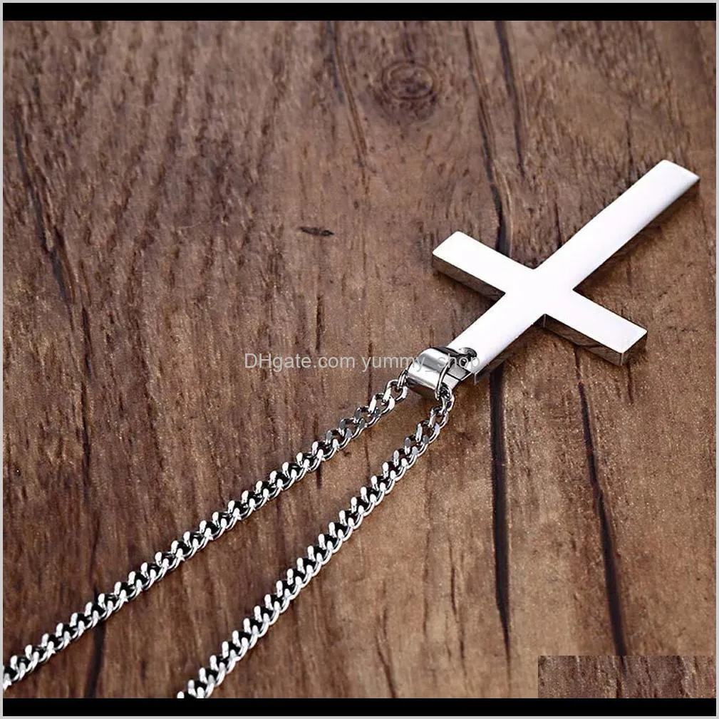 fashion stainless steel cross necklace for men women gold silver black link chain jesus cross pendant necklaces prayer jewelry