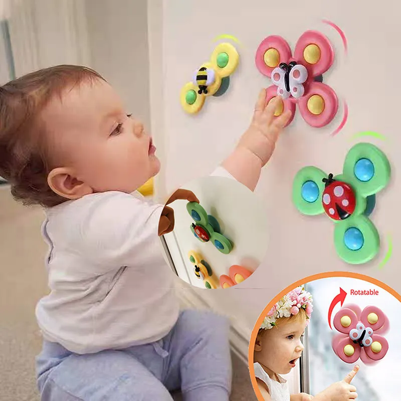 Fidget Trottola per bambini Punta delle dita Giroscopio Giocattoli Trottola Infantile Ventosa Sedia da pranzo Artefatto Giocattolo da bagno Mulino a vento Spinners Stress