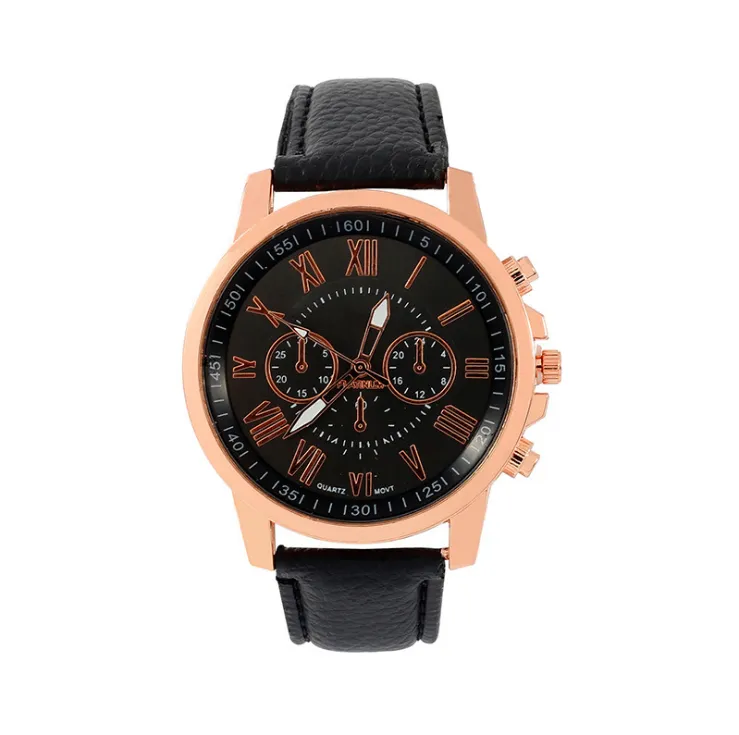 Montre Femme Genève – Élégante Montre à Quartz Noir, Bracelet Classique