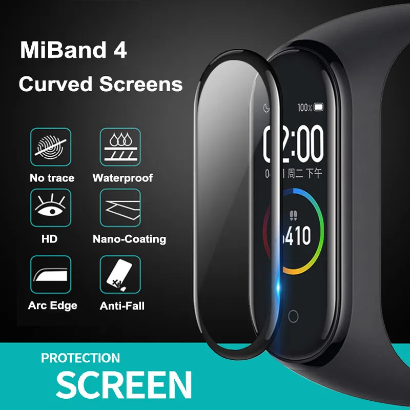 50pcs Xiaomi MI 밴드 4 5 6 MI Band5 스마트 시계 밴드 용 유리 아님 6 개 소프트 스크린 프로텍터 필름