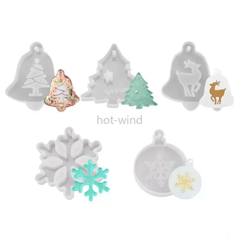 UEOTO Moldes De Silicona Para Navidad (2 Uds, 4 Formas): Copos, Árboles Y Renos Para Resina, Yeso O Jabón