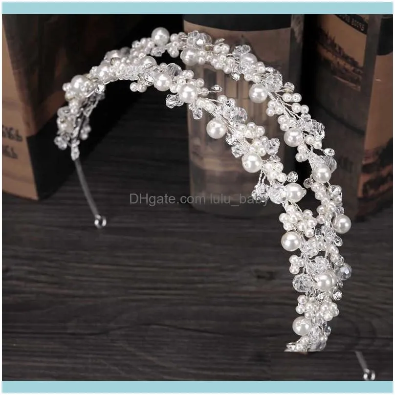 Luxury Pearl Crystal Bridal Tiaras Wedding Crown Crystal-manmade Diadem For Bride Jewelry band Accessories Hair Wear