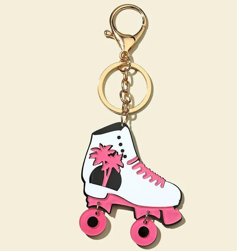 Keychains Acrylic Keychain Coconut Tree Roller Skates Key Chain