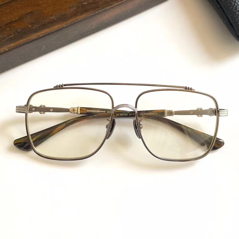 العلامة التجارية مصمم إطار نظارات البصرية الرجال النساء النظارات المعدنية كبيرة مربع إطار أزياء شخصية أزياء النظارات إطارات قصر النظر النظارات مع المربع الأصلي