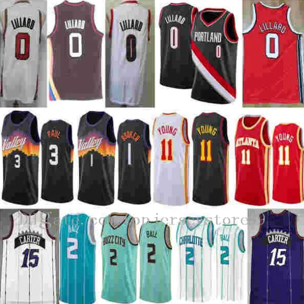 Breathable Chris Damian 3 Paul 0 Trae Lillard Devin Vince 1 Booker 11 Young Jersey 15 Carter LaMelo 2 Ball City Basketball Jersey Size S-2XL