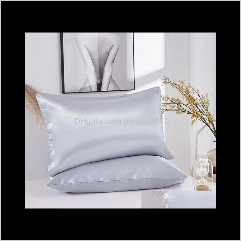 solid color soft pillowcase 2 colos satin pillow queen polyester cool standard silk multiple colors home decoration pillow case