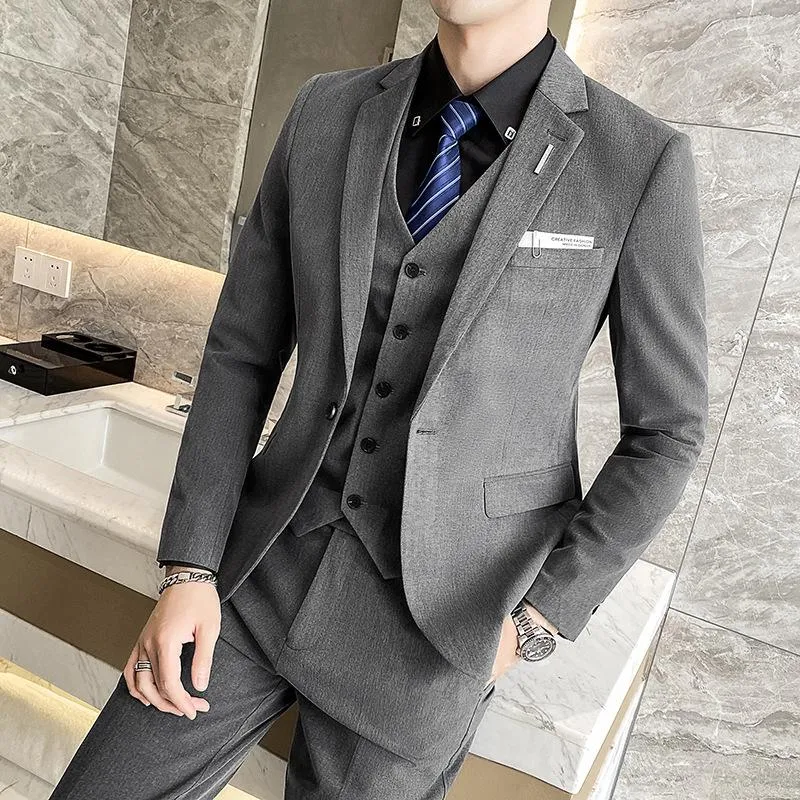 新入荷 メンズ秋と冬のスーツの3ピースビジネスドレスイギリス風スリムフィットバンケットスーツブレザー 完成品 Parkdance Co Uk