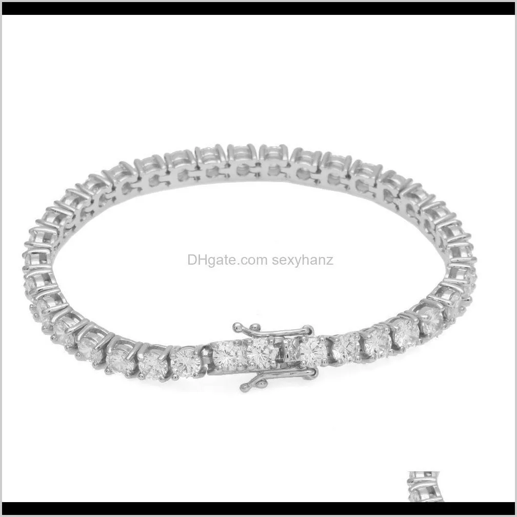 5mm 4mm 3mm iced out tennis bracelet zirconia triple lock hiphop jewelry 1 row cubic luxury men bracelets