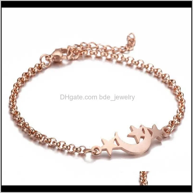 bracelet women`s stainless steel bracelets gifts for women adjustable accessories rose gold moon/star bracelets for women chain