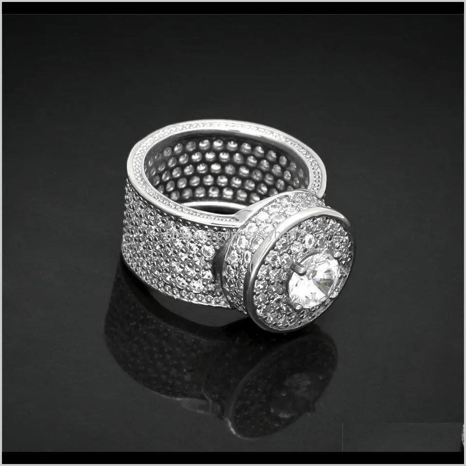 hip hop micro pave rhinestone iced out bling big ring gold filled titanium stainless steel rings for men jewelry