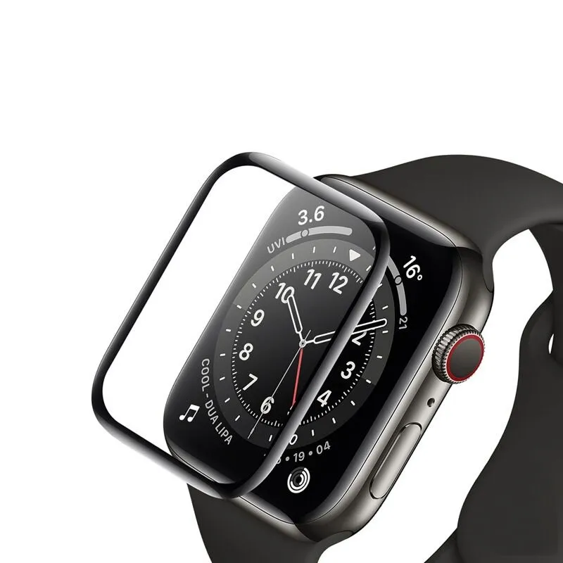 3D full lim tempererad glasfilm för Apple Watch 44mm 42mm 40mm 38mm krökt skärmskydd Iwatch Series 5 3 4