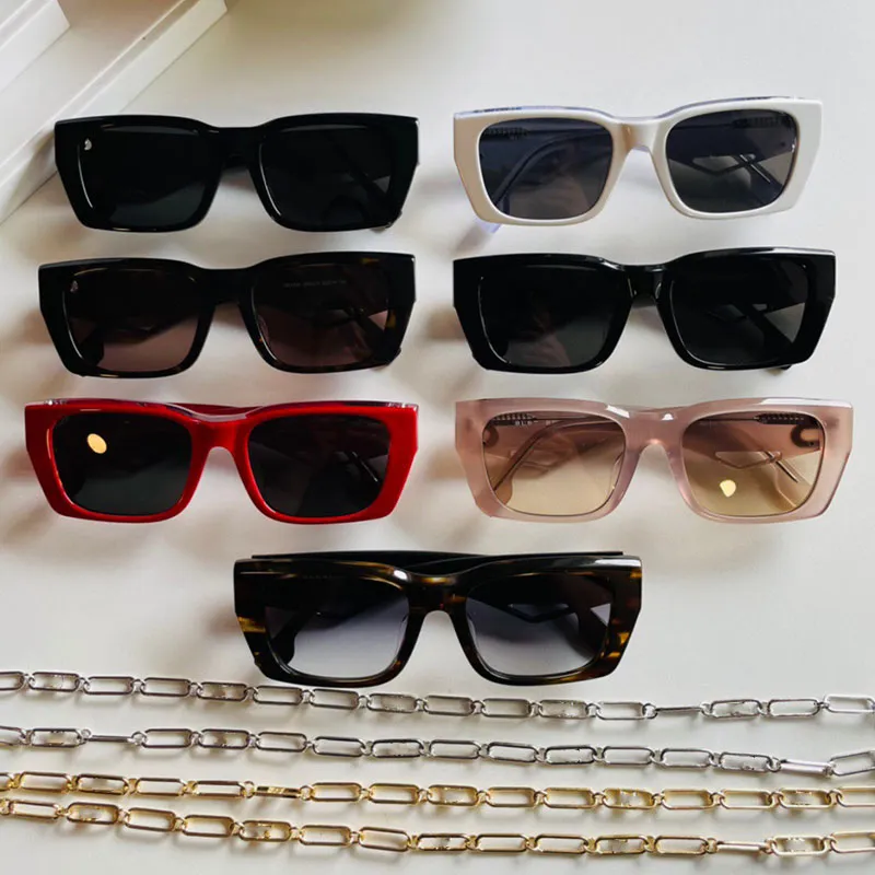 21SS Dernières lunettes de soleil personnalisées originales 4336 temples de conception de plaque de cadre avec chaîne à la main or scintillant super belle protection UV400 de haute qualité