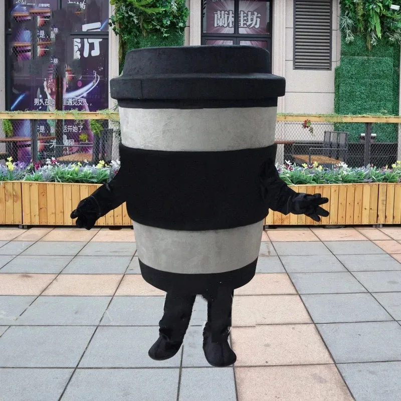 Profession tasse de café noire Costume de mascotte Halloween Noël déguisement fête vêtements Festival carnaval unisexe adultes tenue