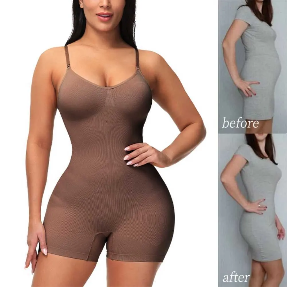 Body sans couture Body Shaper pour les femmes amincissant la taille formateur Shapewear bout à bout poitrine améliorant le glissement complet à dos à bretelles