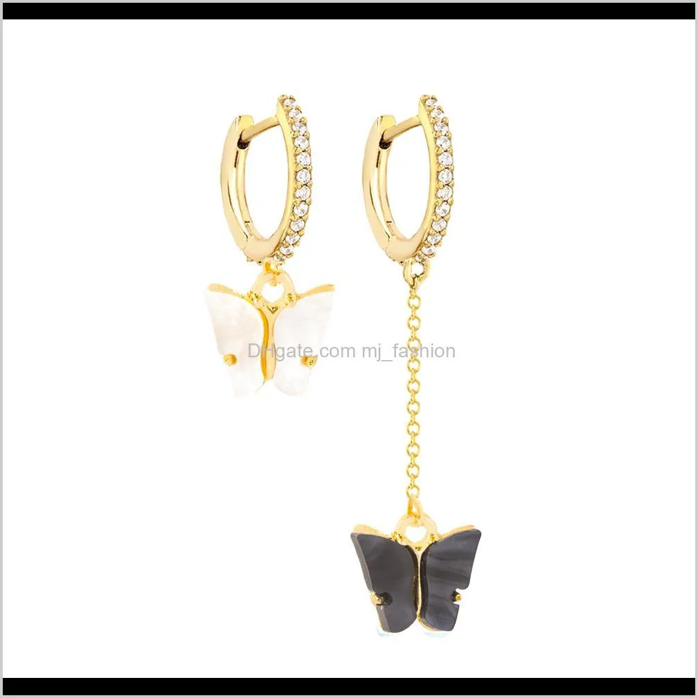 spring mixed color butterfly huggies hoop earrings for women rhinestone crystal small earrings wholesale jewelry