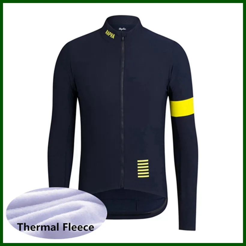 Set Team Rapha Cycling Jersey Mens Thermal Fleece Long Sleeve Mountain Bike Shirt Road Bicycle Topps Sport Uniform Racing Clothing Outdoor Sport 24314