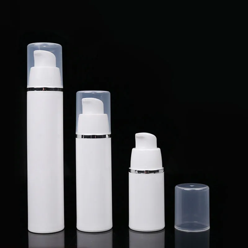 15ml 30ml 50ml Yüksek Kaliteli Beyaz Havasız Pompa Şişesi -Travel Doldurulabilir Kozmetik Cilt Bakım Kremi Dispenser Losyon Paketleme Konteyneri GF655