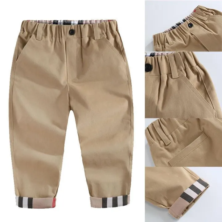 Baby Boys Trousers Kids Clothes Autumn Casual Children Pants Plaid Cotton Long Pants Kid All-match Trousers