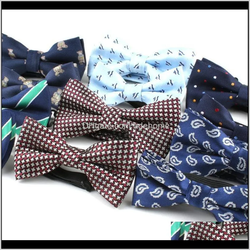 linbaiway adult children bow tie set polyester jacquard men`s striped bowtie boys grils baby children bowtie set custom logo1