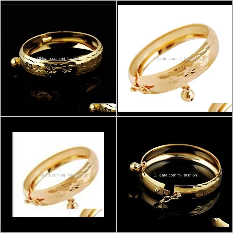 allergic high quality real 18k yellow gold plated bell bracelet bangle for baby children nice gift bracelet bangle for kids