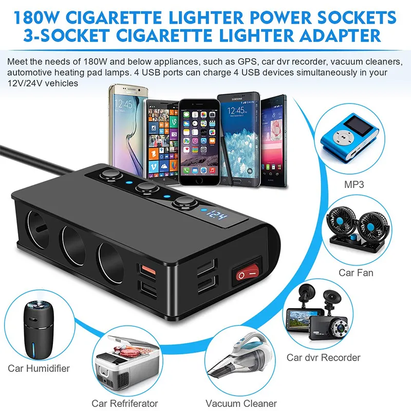 cigarette lighter splitter GenMore Int'l Corp.-80W/2-socket cigarette lighter splitter w/ dual USB  output [CS20171805]